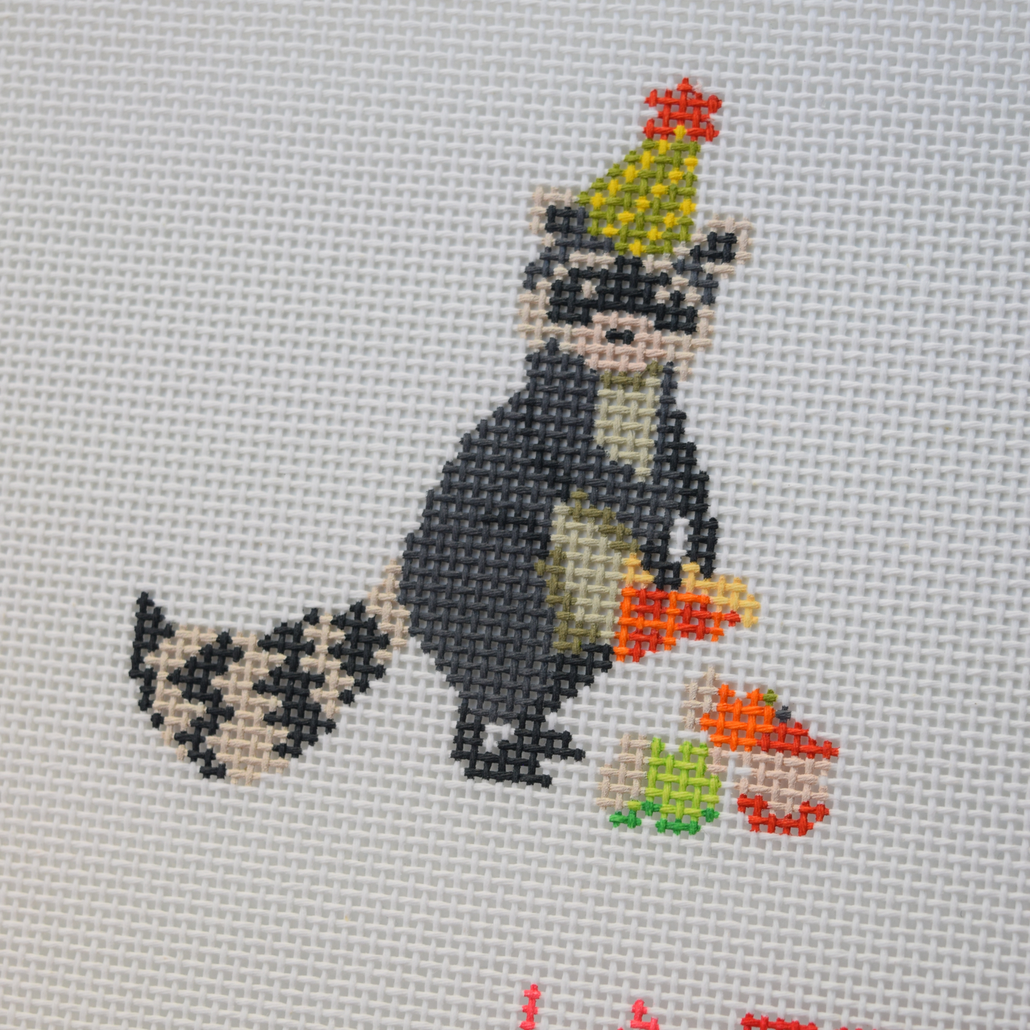 Party Animals - Birthday Bandit Hand Painted Needlepoint Canvas