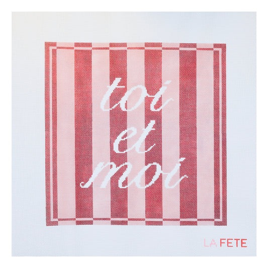 'Toi Et Moi' Pillow Hand Painted Needlepoint Canvas - Valentine's Day Collection