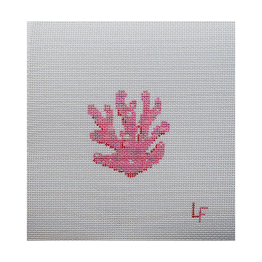 Glitter Coral Hand Painted Needlepoint Canvas
