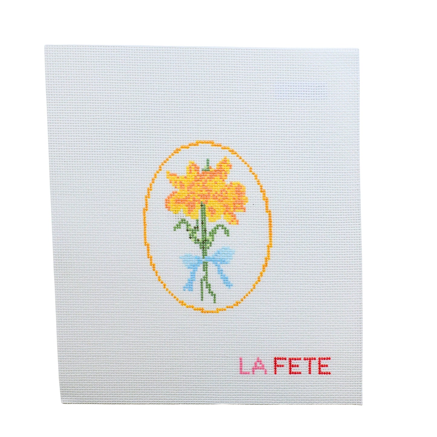 10th Year Anniversary Daffodil Flower Series  Hand Painted Needlepoint Canvas