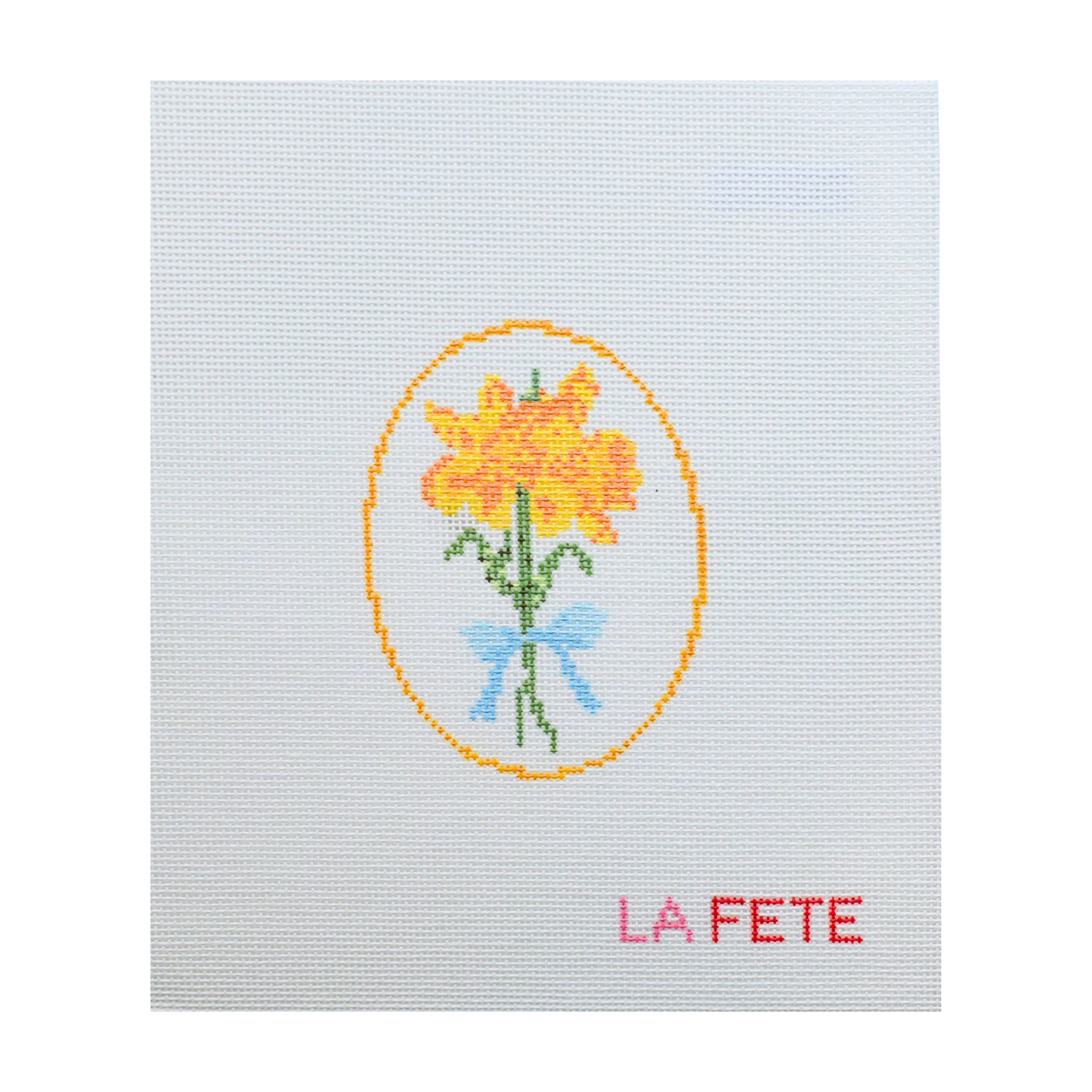 10th Year Anniversary Daffodil Flower Series  Hand Painted Needlepoint Canvas
