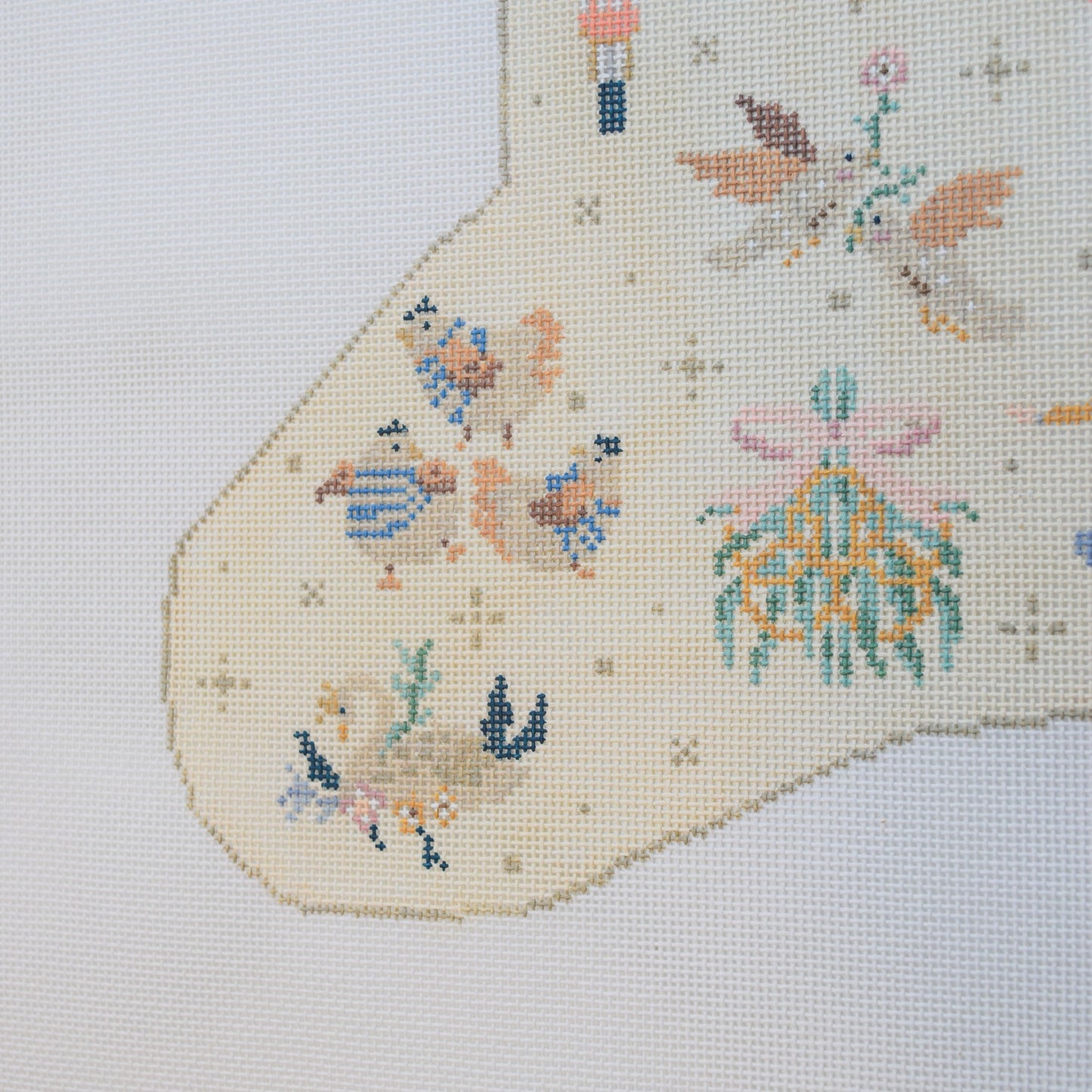 12 Days of Christmas Cream Stocking Hand Painted Needlepoint Canvas