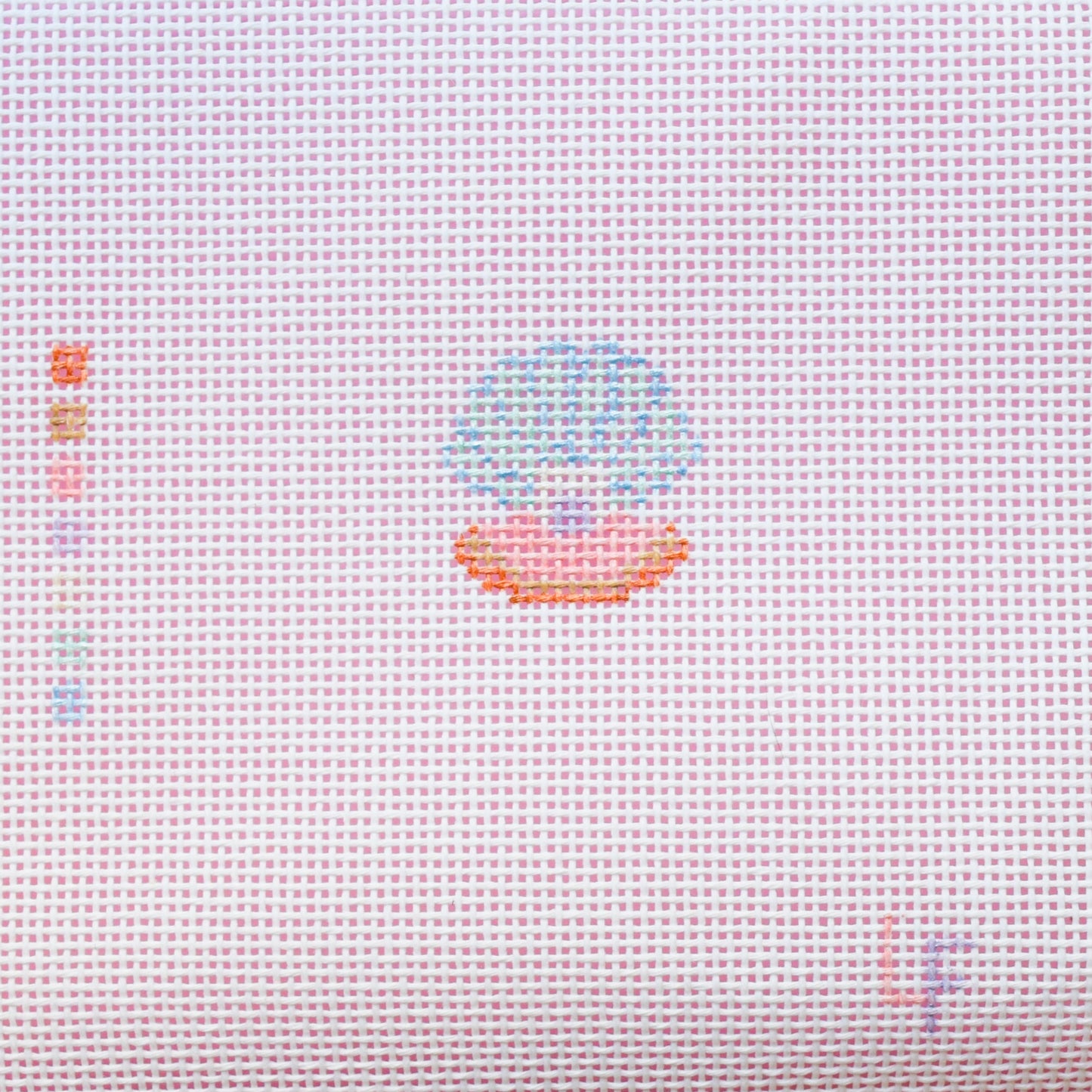 Glitter Oyster Shell with Pearl Hand Painted Needlepoint Canvas