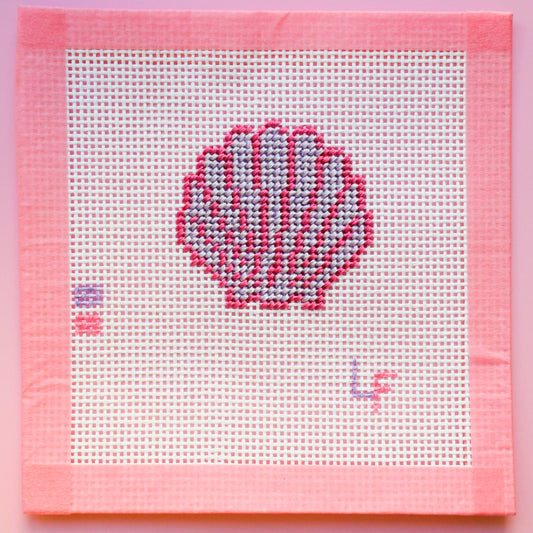 Glitter Seashell Needlepoint Canvas – 2" Charm