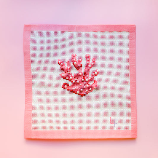 Glitter Coral + Pearl Needlepoint Canvas