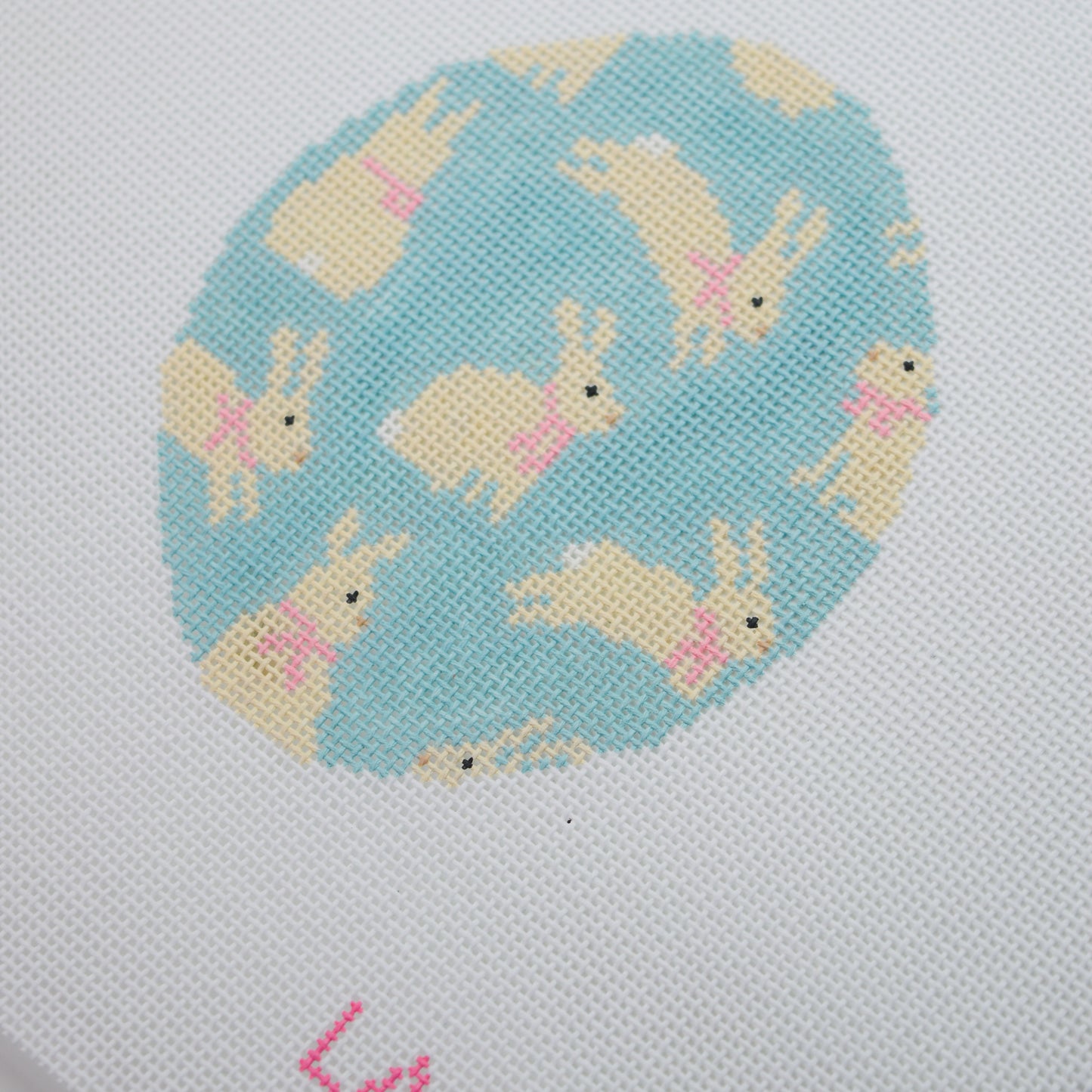 Bouncing Bunnies Hand Painted Needlepoint Canvas