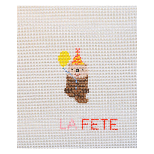 Party Otter needlepoint canvas from La Fête Needlepoint’s Party Animals collection