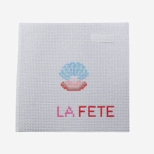 Glitter Oyster Shell with Pearl Hand Painted Needlepoint Canvas