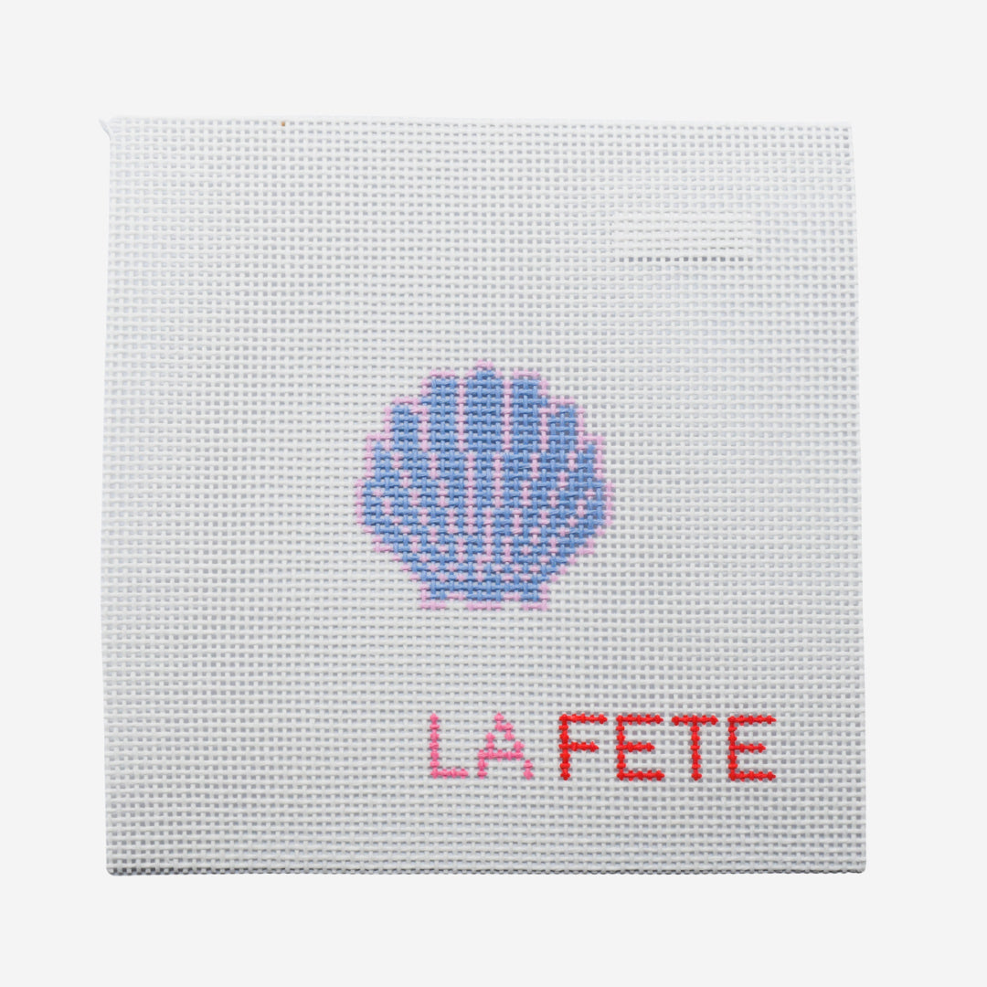 Glitter Seashell Hand Painted Needlepoint Canvas